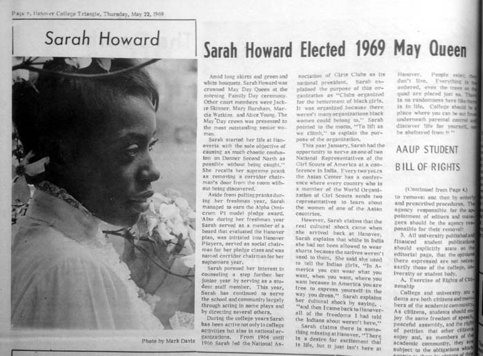 Sarah Howard, May Queen 1969
