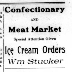 Ad for Stucker's Confectionery and Meat Market